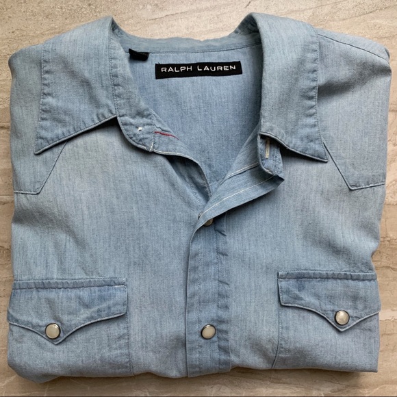 Ralph Lauren Black Label Tops - Ralph Lauren Black Label Chambray Western Shirt